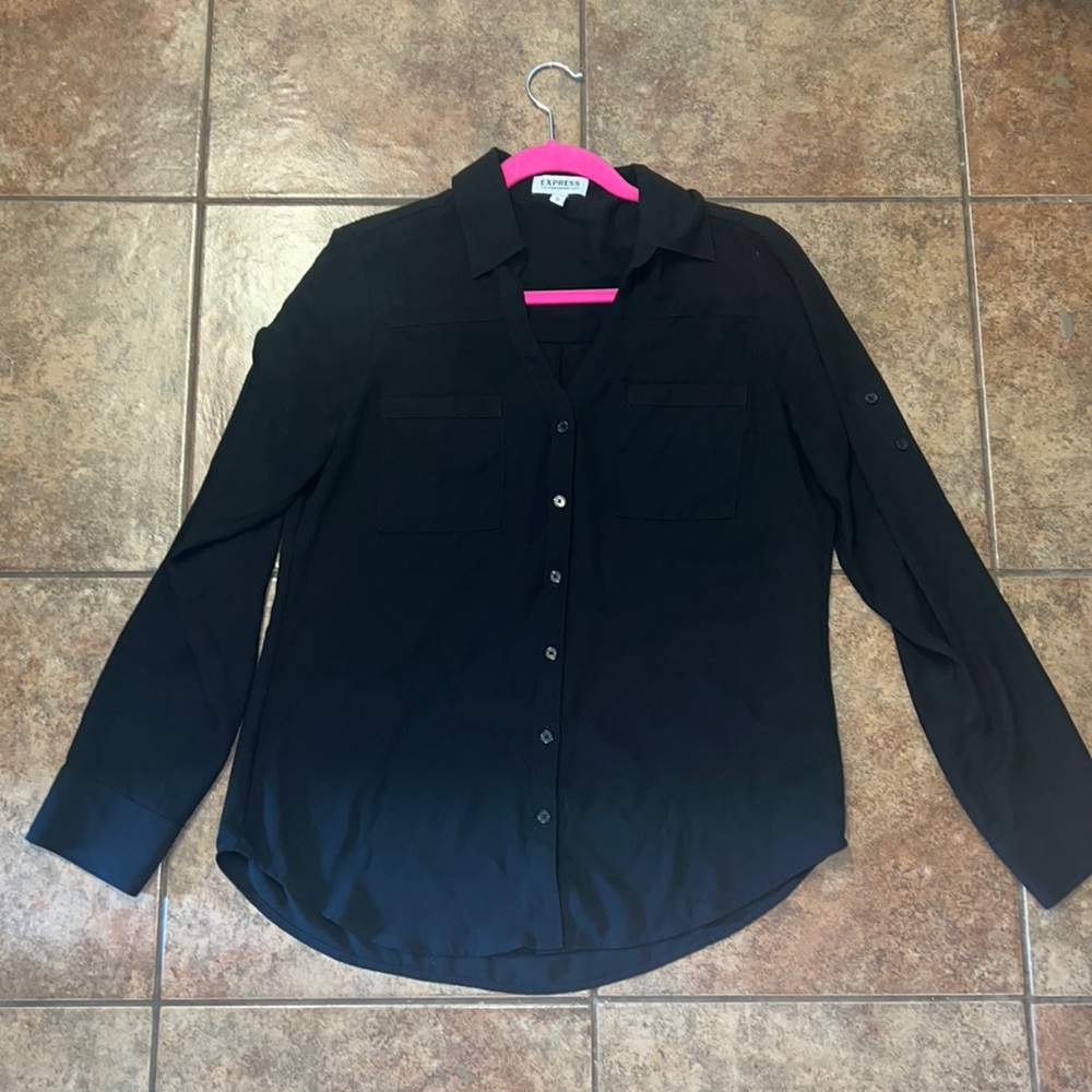 Express women’s button down, small, black
